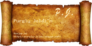 Purgly Jolán névjegykártya